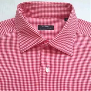 FAIRFAX Men's Cotton Classic Dress Shirt Long Sleeves Gingham Red Small